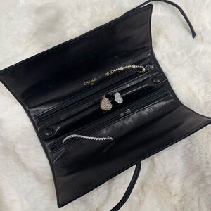 Chanel RARE Vintage Quilted Satin CC Jewelry Roll Travel Pouch